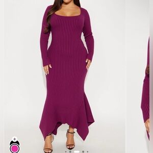 Fashion Nova Kaylie Scoop Neck Sweater Maxi Long Sleeve Dress